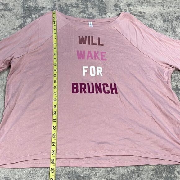NWT Fabletics Quinn Will Wake For Brunch Short Sleeve Tee T Shirt Dusty Pink XXL - Picture 6 of 10